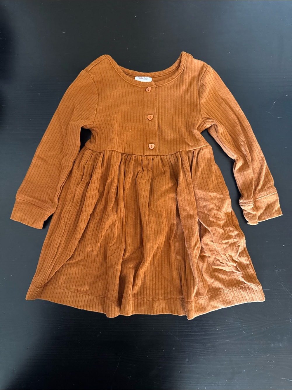 Hanna Andersson Ribbed Long-Sleeve Dress in Rust Orange